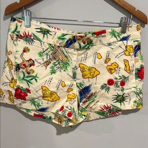 J. Crew High Waist Cream Tropical Print Shorts